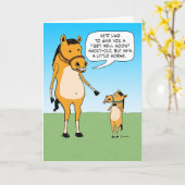 小おもしろい馬はもうすぐ元気になる カード (黄色い花)