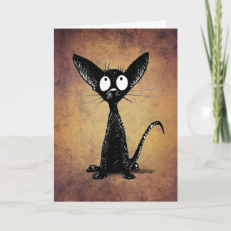 小おもしろい黒猫アート カード