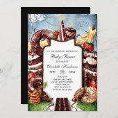 小お洒落さなチョコレートの赤ちゃんシャワー 招待状 (正面/裏面)