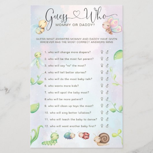 小お洒落さな愛のバグ虹の推測ゲーム チラシ (正面)