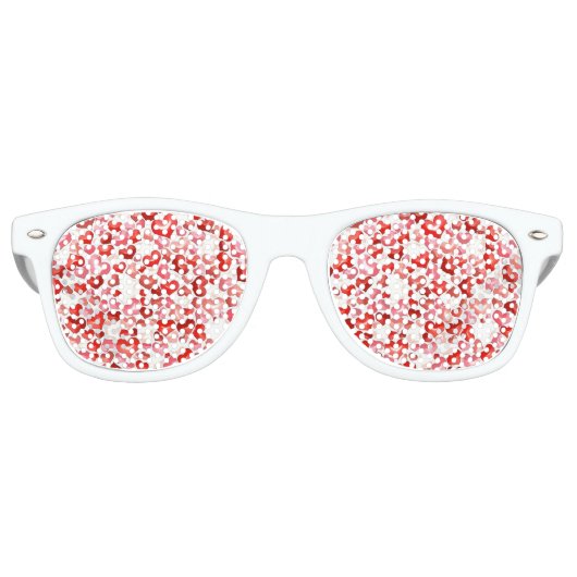 小お洒落カラフルハート赤ピンクホワイト レトロサングラス (正面)