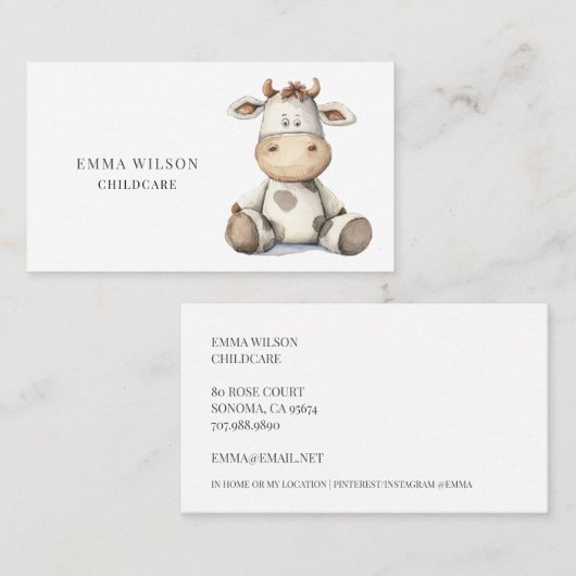 小お洒落牛の託児の名刺 名刺 (正面/裏面)