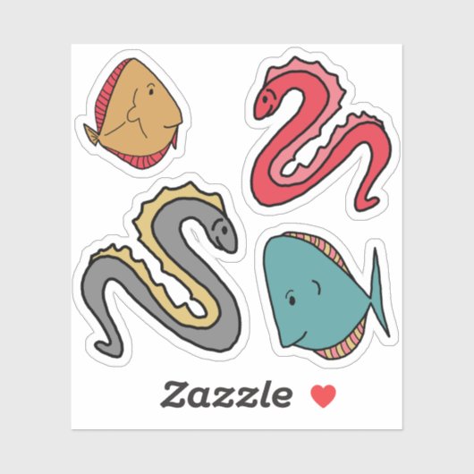 小お洒落魚類 シール (シート)