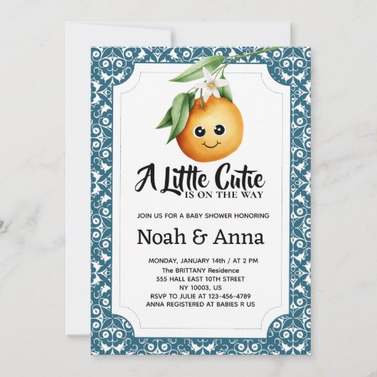 小かわいこちゃん地中海のの赤ちゃん 招待状 (正面)