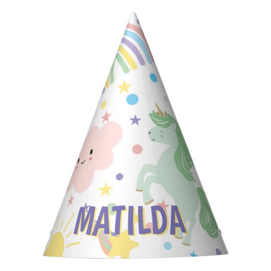 小かわいらしさなユニコーンパーティー帽子 パーティーハット (正面)