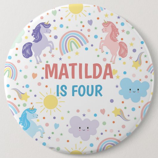 小かわいらしさなユニコーン丸バッジ 缶バッジ (正面)