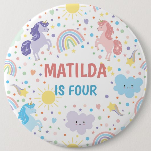 小かわいらしさなユニコーン丸バッジ 缶バッジ (正面)