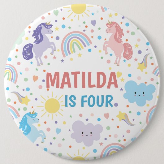 小かわいらしさなユニコーン丸ピンバッジ 缶バッジ (正面)