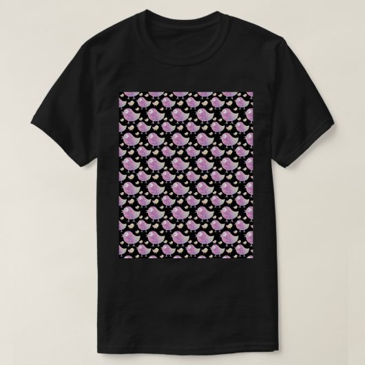 小かわいらしさな甘いハートバレンタインの鳥グラフィック Tシャツ (デザイン正面)