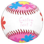 小かわいらしさな花束を持つピンクと白 ソフトボール (裏面)