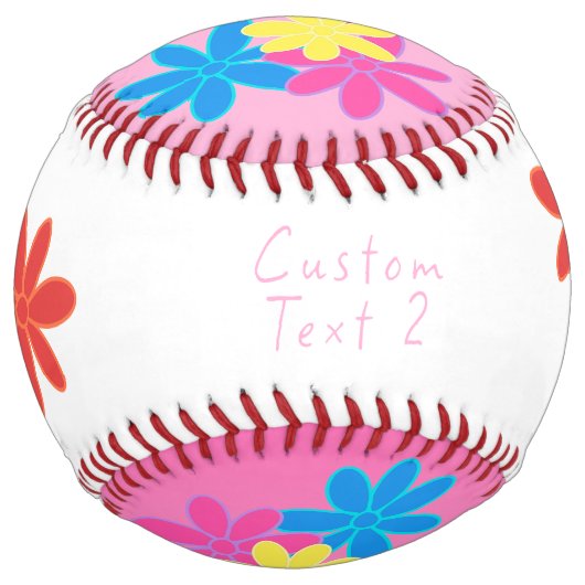 小かわいらしさな花束を持つピンクと白 ソフトボール (裏面)