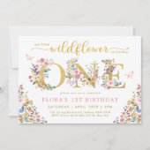 小かわいらしさな野花少女1st誕生日パーティーI 招待状 (正面)