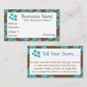 小かわいらしさな青い花の名刺 割引カード (正面/裏面)