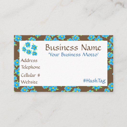 小かわいらしさな青い花の名刺 割引カード (正面)