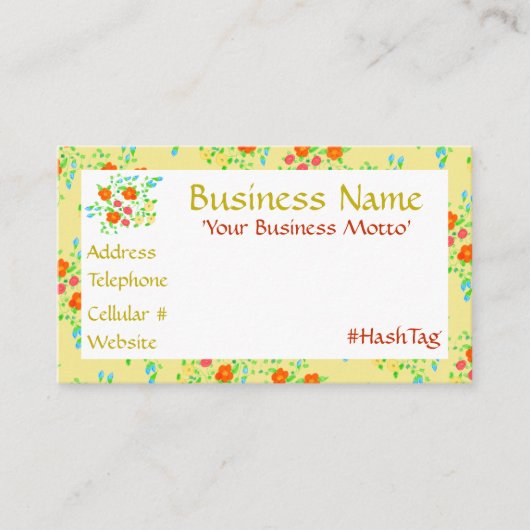 小かわいらしさな黄色の花の名刺 割引カード (正面)