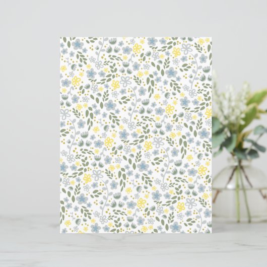 小かわいらしさな黄色の花の模様スクラップブック紙 (スタンド正面)