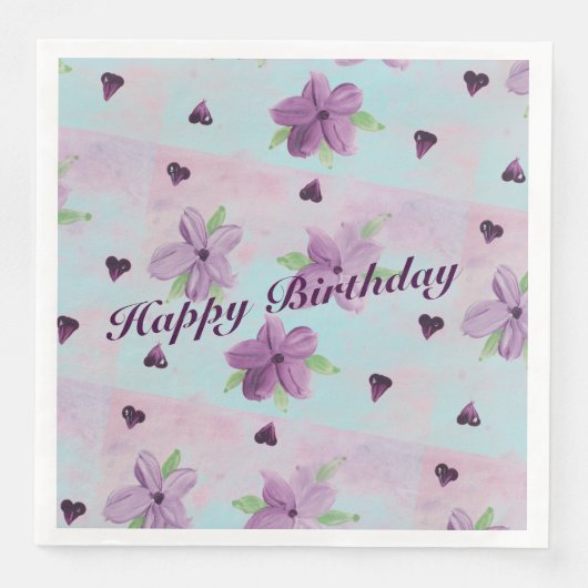 小かわいらし紫ピンクと青の紙ナプキン (正面)