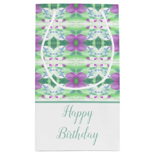 小かわいらし紫色の花のパターン（の模様が）ある抱き枕 スモールペーパーバッグ (裏面)