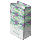 小かわいらし紫色の花のパターン（の模様が）ある抱き枕 スモールペーパーバッグ (裏面アングル)