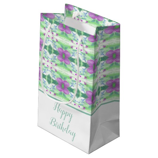 小かわいらし紫色の花のパターン（の模様が）ある抱き枕 スモールペーパーバッグ (裏面アングル)