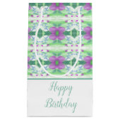 小かわいらし紫色の花のパターン（の模様が）ある抱き枕 スモールペーパーバッグ (正面)