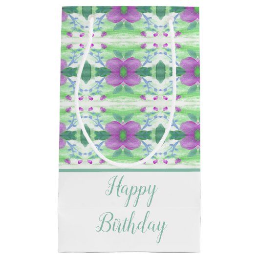 小かわいらし紫色の花のパターン（の模様が）ある抱き枕 スモールペーパーバッグ (正面)