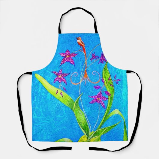 小かわいらし蘭の鳥 エプロン (正面)