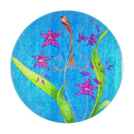 小かわいらし蘭の鳥 カッティングボード