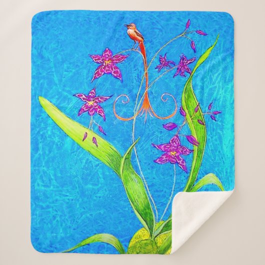 小かわいらし蘭の鳥 シェルパブランケット (正面)
