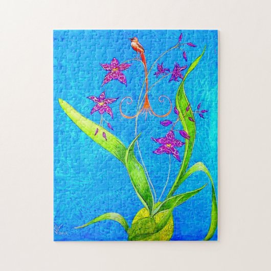 小かわいらし蘭の鳥 ジグソーパズル (縦)