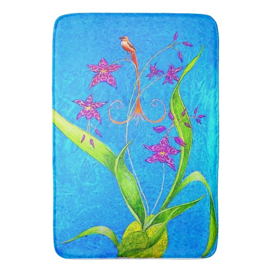 小かわいらし蘭の鳥 バスマット (正面縦)