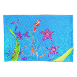 小かわいらし蘭の鳥 枕カバー