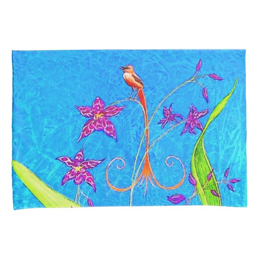 小かわいらし蘭の鳥 枕カバー (正面右)