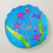 小かわいらし蘭の鳥（赤） ラウンドクッション (裏面)