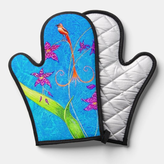 小かわいらし蘭の鳥 鍋つかみ (正面/裏面)