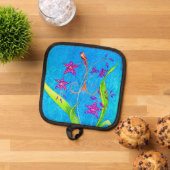 小かわいらし蘭の鳥 鍋敷き (トップダウン)