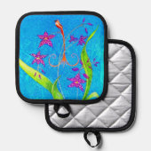 小かわいらし蘭の鳥 鍋敷き (正面/裏面)