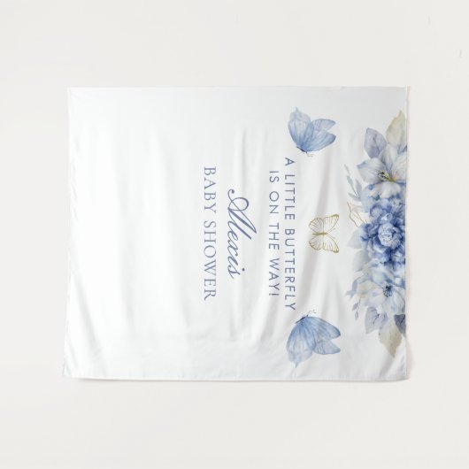 小かわいらし蝶の男の子のシャワー タペストリー (正面(横))