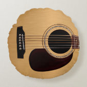 小ぎれいな上のアコースティックギター ラウンドクッション (正面)