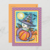 小こうもり猫ネコかわいい&カラフル シーズンポストカード (正面/裏面)