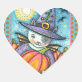 小こうもり猫ネコかわいい&カラフル ハートシール (正面)