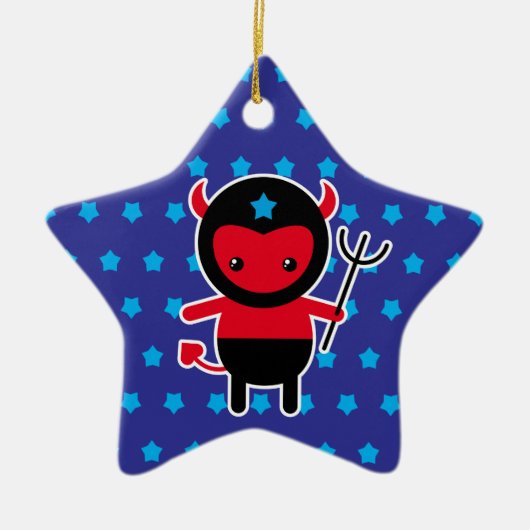 小さいかわいいの忍者の悪魔 セラミックオーナメント (正面)