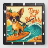 小さいが力強いサーフィン スクエア壁時計 (正面)