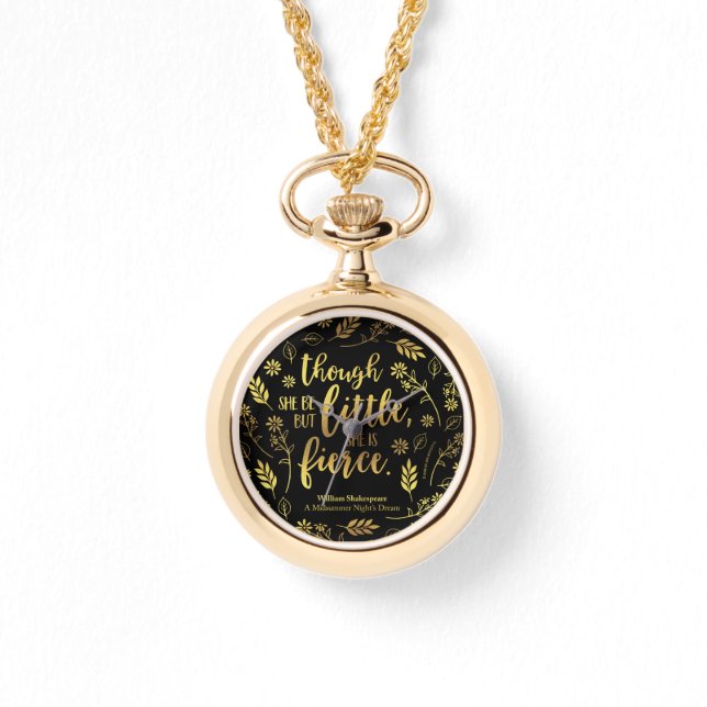 小さいが激しいウィリアム・シェイクスピア金ゴールドフローラ 腕時計 (正面)