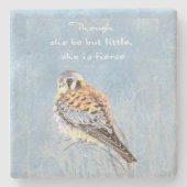 小さいが激しいシェイクスピア引用文ケストレル鳥 ストーンコースター (正面)