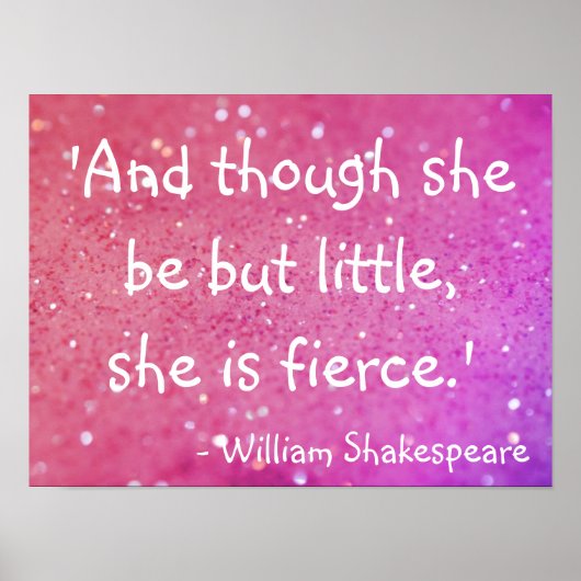 小さいが激しいシェイクスピア引用文ピンクのポスター ポスター (正面)