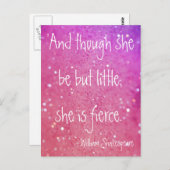 小さいが激しいシェイクスピア引用文ピンク葉書 ポストカード (正面/裏面)