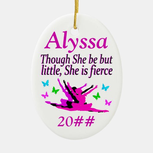 小さいが激しいバレリパーソナライズされたナオーナメント セラミックオーナメント (正面)