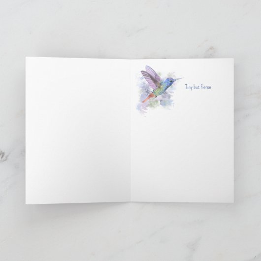 小さいが激しい引用文誕生日ハチドリ サンキューカード (内部)