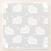 小さいくまの睡眠のパターン ガラスコースター (裏面)